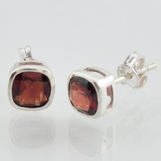 garnet studs natural red gemstone 925 sterling silver square earrings jewelry